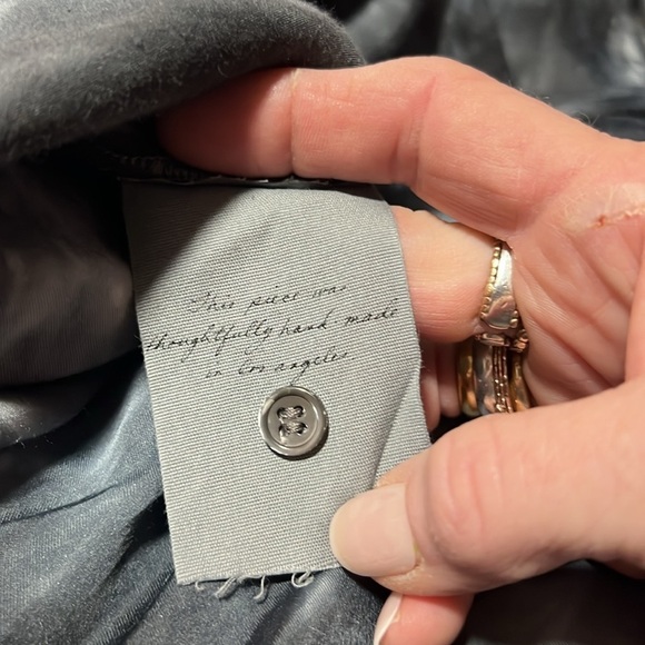 Raquel Allegra Blue Gray Long Sleeve Rayon Button Down Blouse Size 1/M - Picture 12 of 13